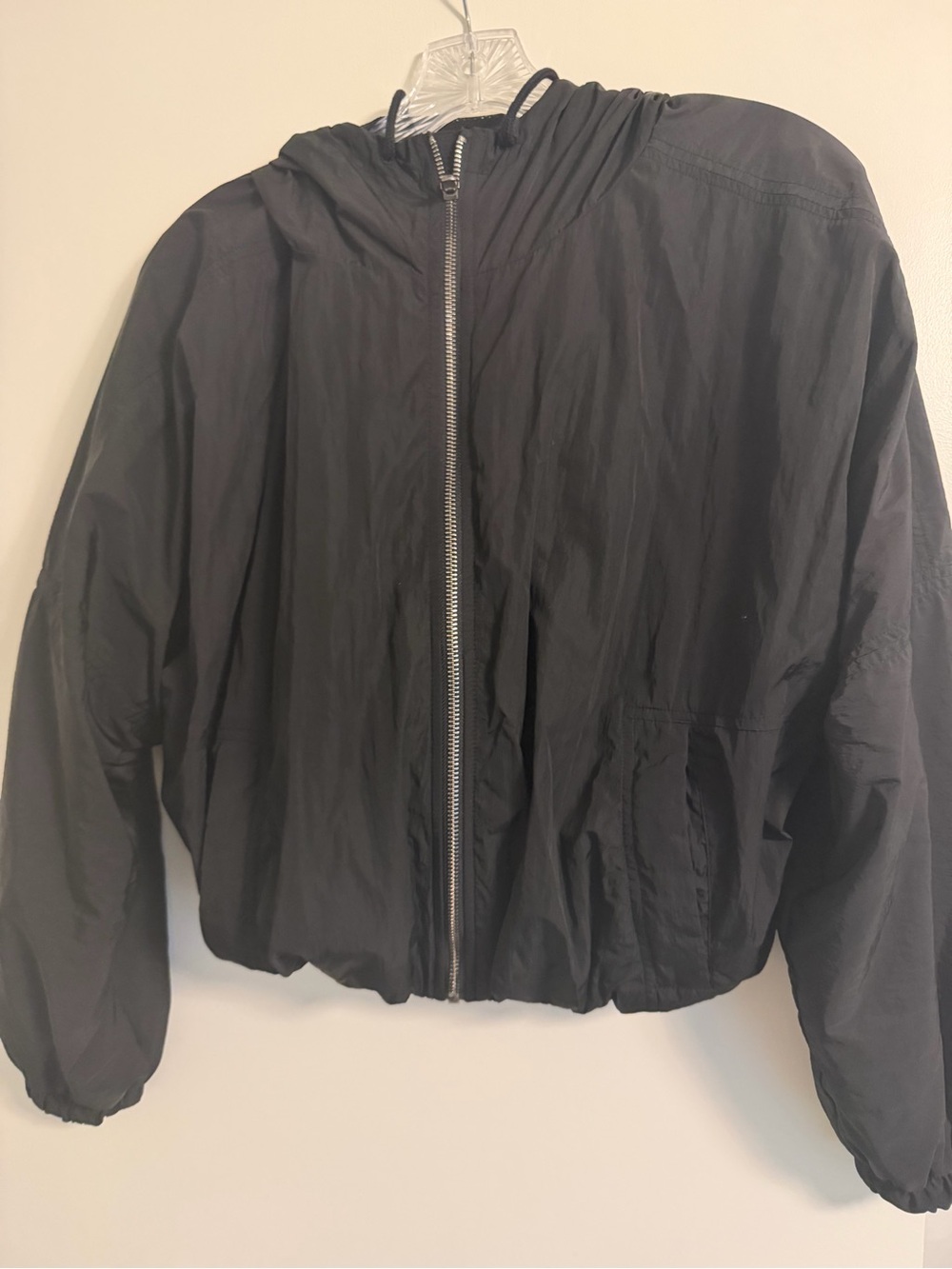 Athleta Black Hooded Zip-Up Jacket